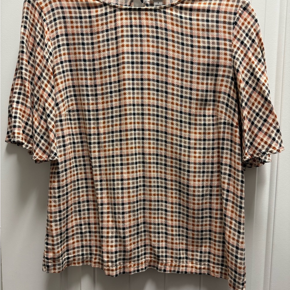 Plaid Women's Top in Orange and Black